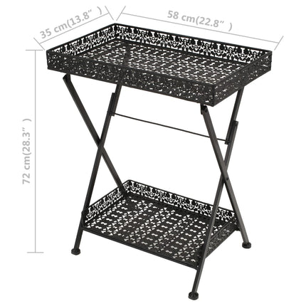 Table À Thé Pliante Style Vintage Métal 58 X 35 X 72 Cm Noir