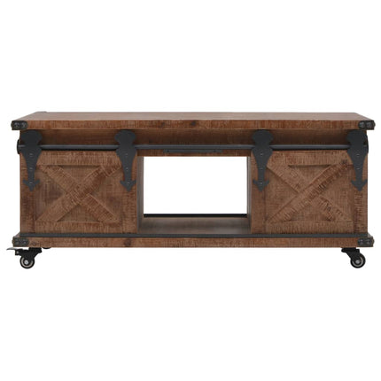 Table Basse Bois De Sapin Massif 91X51X38 Cm Marron