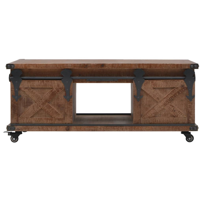 Table Basse Bois De Sapin Massif 91X51X38 Cm Marron