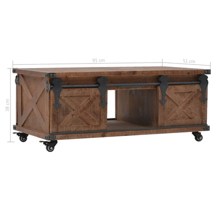 Table Basse Bois De Sapin Massif 91X51X38 Cm Marron