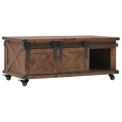 Table Basse Bois De Sapin Massif 91X51X38 Cm Marron