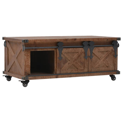 Table Basse Bois De Sapin Massif 91X51X38 Cm Marron