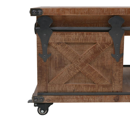 Table Basse Bois De Sapin Massif 91X51X38 Cm Marron