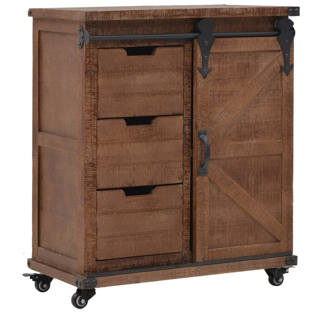 Armoire De Rangement Bois De Sapin Massif 64X33,5X75 Cm Marron