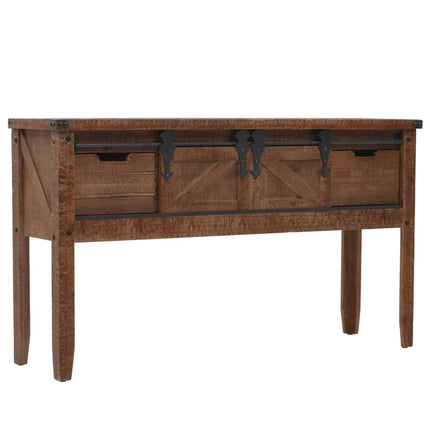 Table Console Bois Massif De Sapin 131 X 35,5  X 75 Cm Marron