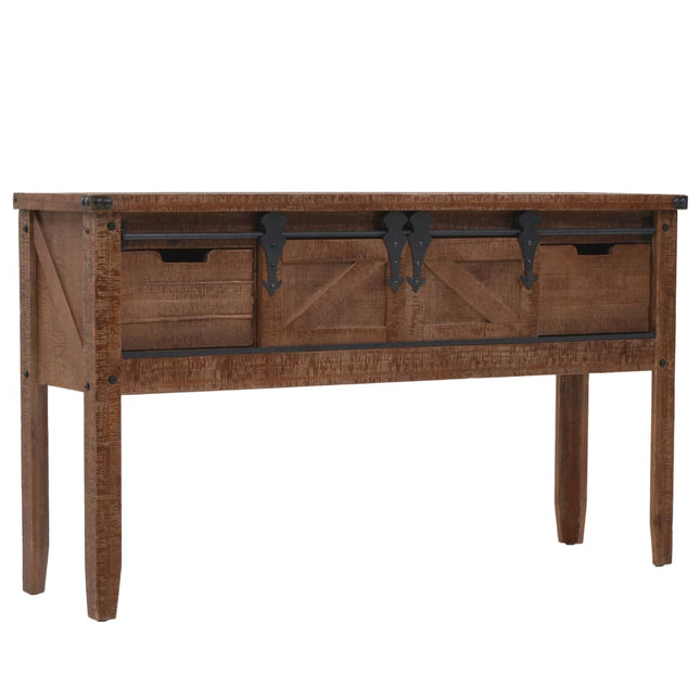 Table Console Bois Massif De Sapin 131 X 35,5  X 75 Cm Marron