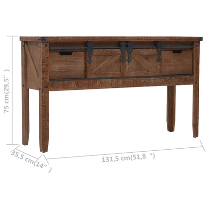Table Console Bois Massif De Sapin 131 X 35,5  X 75 Cm Marron