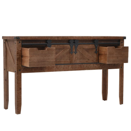 Table Console Bois Massif De Sapin 131 X 35,5  X 75 Cm Marron