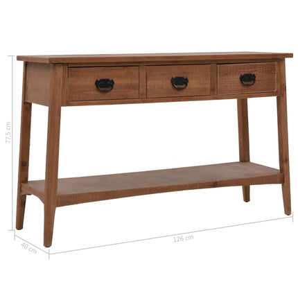 Table Console Bois De Sapin Massif 126 X 40 X 77,5 Cm Marron