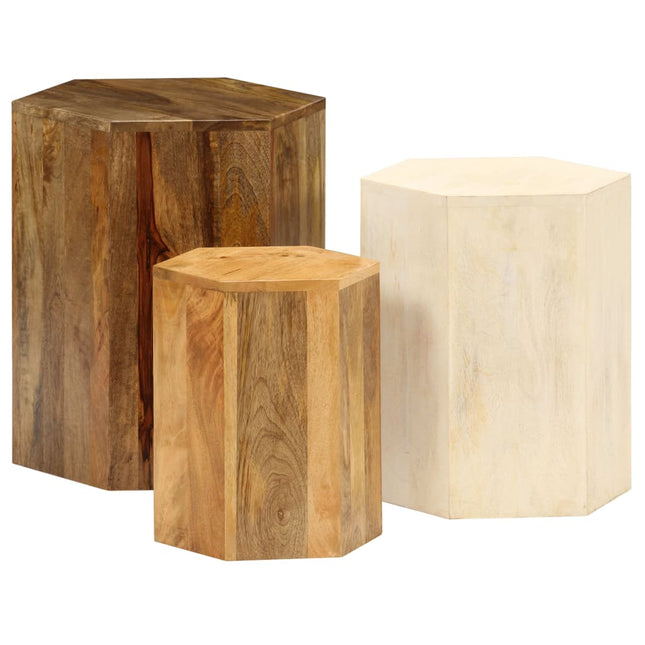 Ensemble De Table Basse 3 Pcs Bois De Manguier Massif