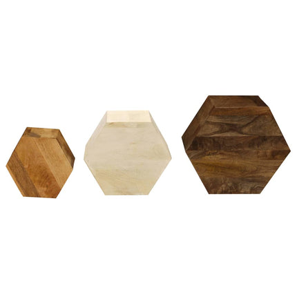 Ensemble De Table Basse 3 Pcs Bois De Manguier Massif