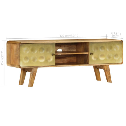 Meuble Tv Bois De Manguier Massif 120X30X45 Cm