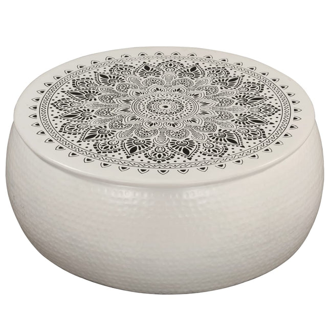 Table Basse Aluminium Martelé 70X30 Cm Blanc