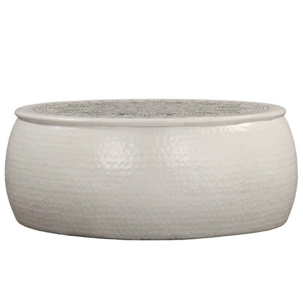 Table Basse Aluminium Martelé 70X30 Cm Blanc