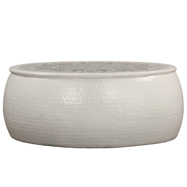 Table Basse Aluminium Martelé 70X30 Cm Blanc