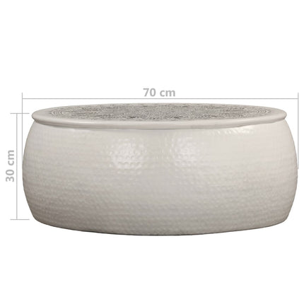 Table Basse Aluminium Martelé 70X30 Cm Blanc