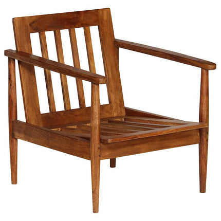Fauteuil Cuir Véritable Avec Bois D'acacia
