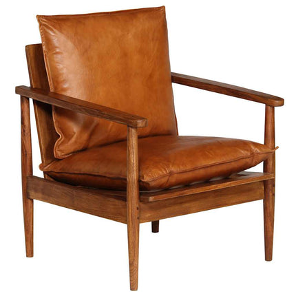 Fauteuil Cuir Véritable Avec Bois D'acacia