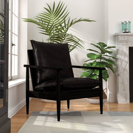 Fauteuil Cuir Véritable Avec Bois D'acacia
