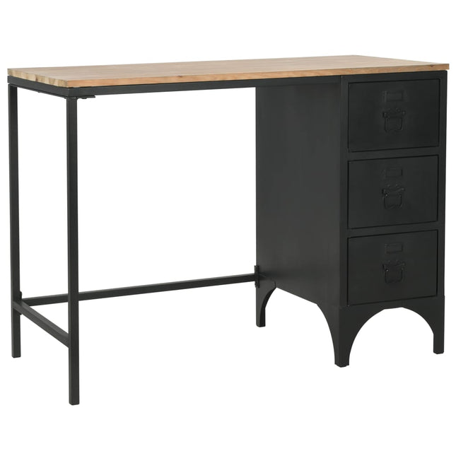 Bureau À Piédestal Unique Bois De Sapin Et Acier 100X50X76 Cm
