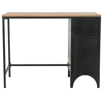 Bureau À Piédestal Unique Bois De Sapin Et Acier 100X50X76 Cm