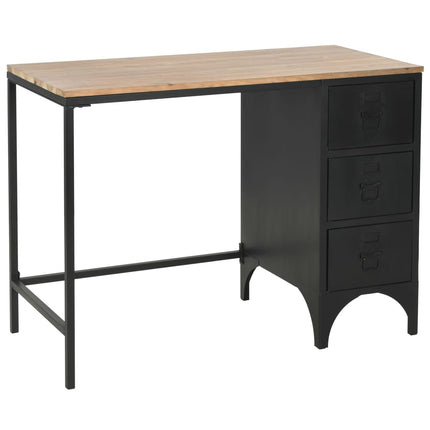Bureau À Piédestal Unique Bois De Sapin Et Acier 100X50X76 Cm