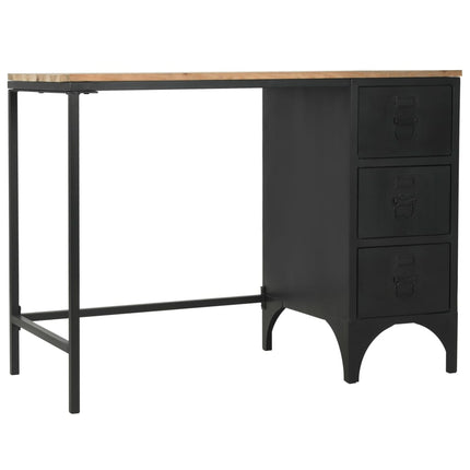 Bureau À Piédestal Unique Bois De Sapin Et Acier 100X50X76 Cm