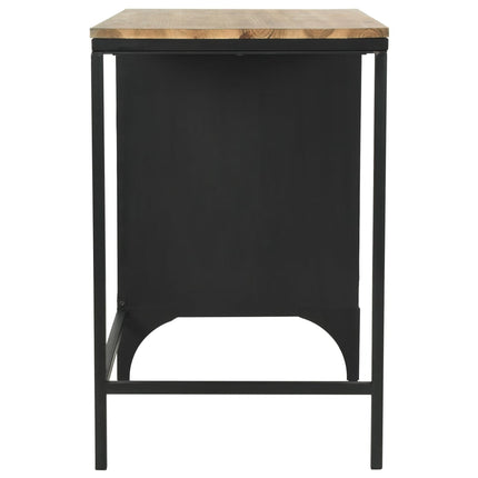 Bureau À Piédestal Unique Bois De Sapin Et Acier 100X50X76 Cm