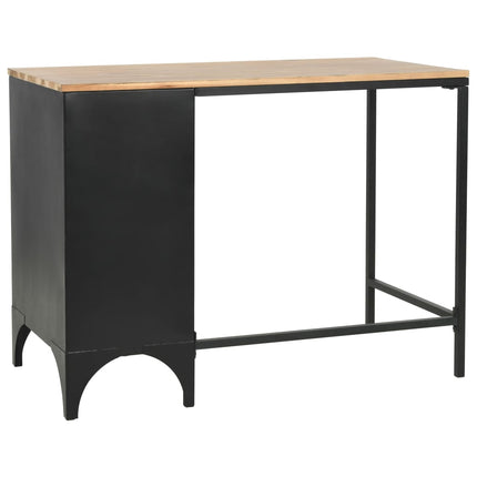 Bureau À Piédestal Unique Bois De Sapin Et Acier 100X50X76 Cm
