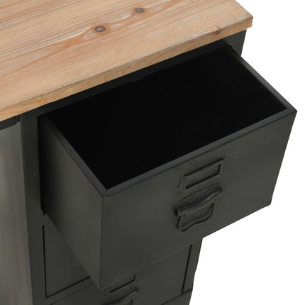 Bureau À Piédestal Unique Bois De Sapin Et Acier 100X50X76 Cm