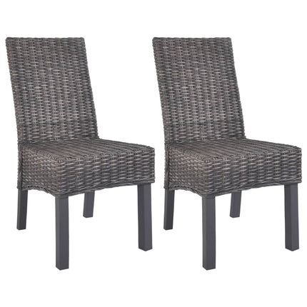 Chaises À Manger Lot De 2 Rotin Kubu Et Bois D'acajou