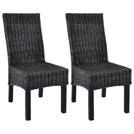 Chaises À Manger Lot De 2 Rotin Kubu Et Bois D'acajou