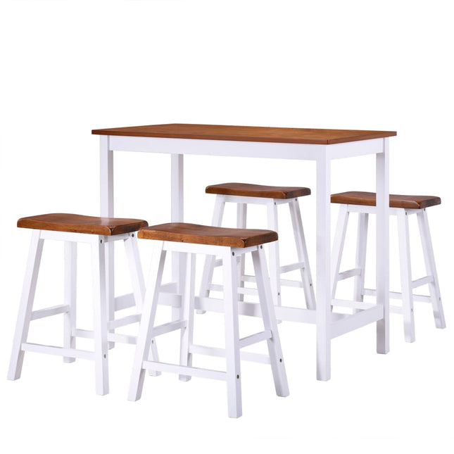 Table Et Tabouret De Bar 5 Pcs Bois Massif
