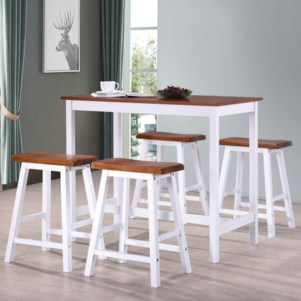 Table Et Tabouret De Bar 5 Pcs Bois Massif