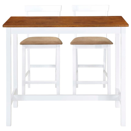 Table Et Chaises De Bar 3 Pcs Bois Massif Marron Et Blanc