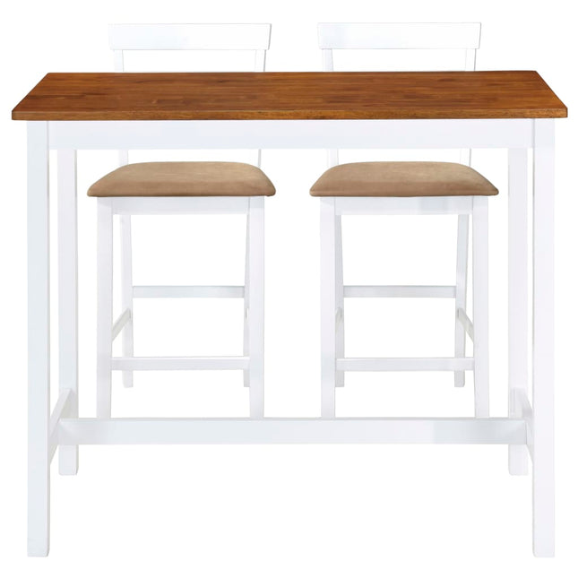 Table Et Chaises De Bar 3 Pcs Bois Massif Marron Et Blanc
