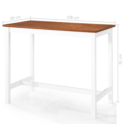 Table Et Chaises De Bar 3 Pcs Bois Massif Marron Et Blanc
