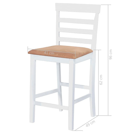Table Et Chaises De Bar 3 Pcs Bois Massif Marron Et Blanc