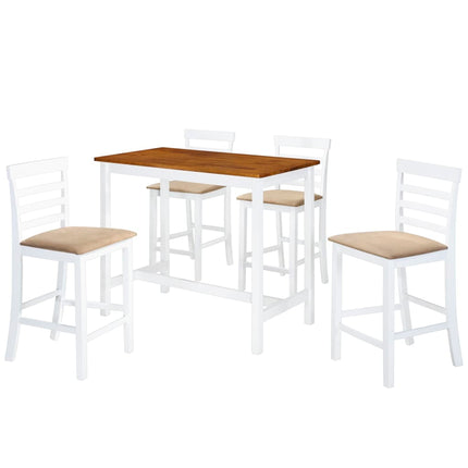 Table Et Chaises De Bar 3 Pcs Bois Massif Marron Et Blanc