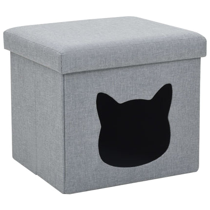 Lit Pliable Pour Chats Faux Lin 37 X 33 X 33 Cm Gris