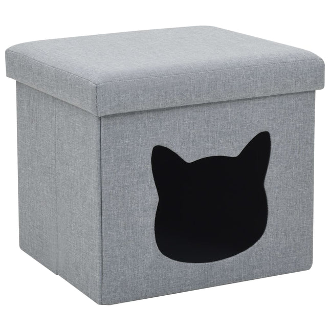 Lit Pliable Pour Chats Faux Lin 37 X 33 X 33 Cm Gris