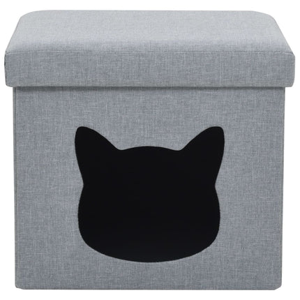Lit Pliable Pour Chats Faux Lin 37 X 33 X 33 Cm Gris