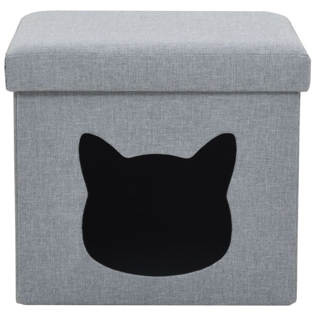 Lit Pliable Pour Chats Faux Lin 37 X 33 X 33 Cm Gris