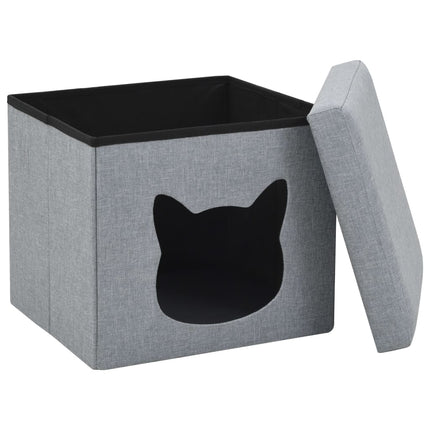 Lit Pliable Pour Chats Faux Lin 37 X 33 X 33 Cm Gris