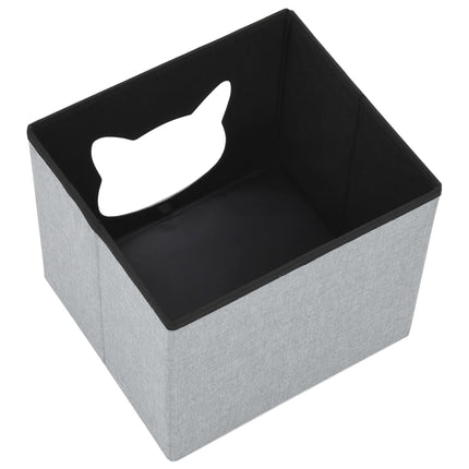 Lit Pliable Pour Chats Faux Lin 37 X 33 X 33 Cm Gris