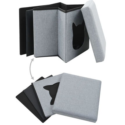 Lit Pliable Pour Chats Faux Lin 37 X 33 X 33 Cm Gris