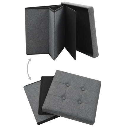 Tabouret De Rangement Pliable Faux Lin