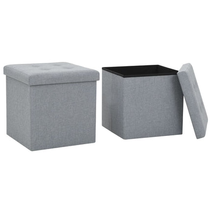 Tabouret De Rangement Pliable Faux Lin