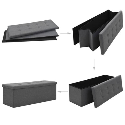 Banc De Rangement Pliable Faux Lin 110 X 38 X 38 Cm