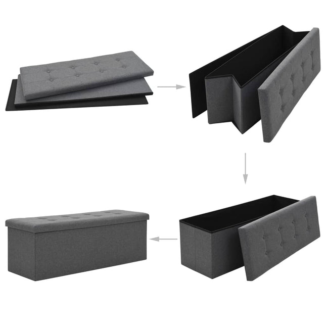 Banc De Rangement Pliable Faux Lin 110 X 38 X 38 Cm